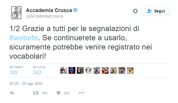 webete twitter accademia della crusca