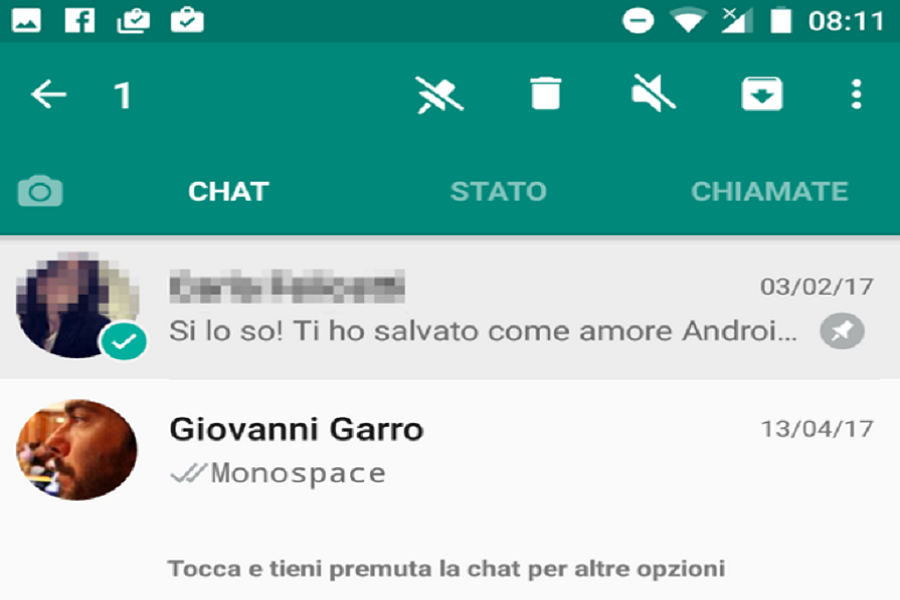 Myfacemood- WhatsApp consentirà di mettere un PIN in cima a tre chat scelte da voi!